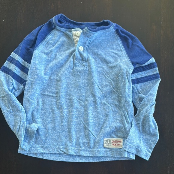GAP Long Sleeve Blue Tee with Sporty Stripes - Picture 1 of 2